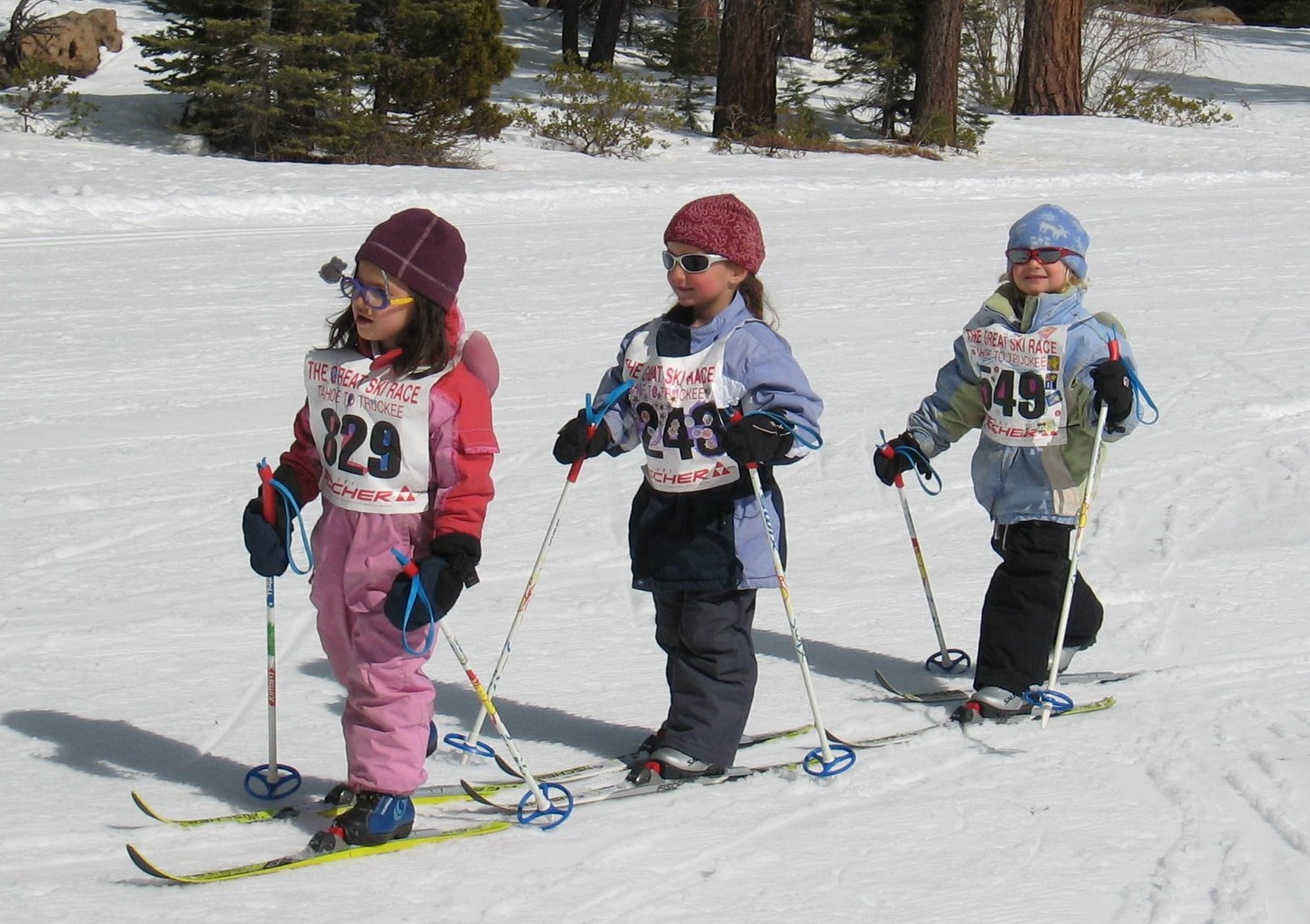 Lola, Lily and Annika skiing when kids